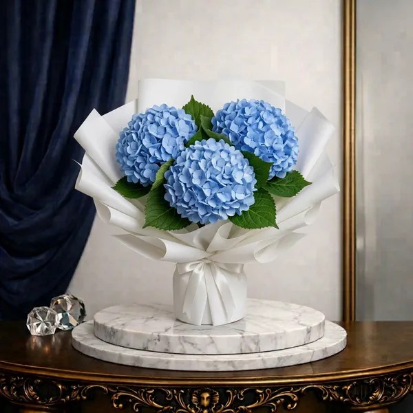 hand bouquet of hydrangeas